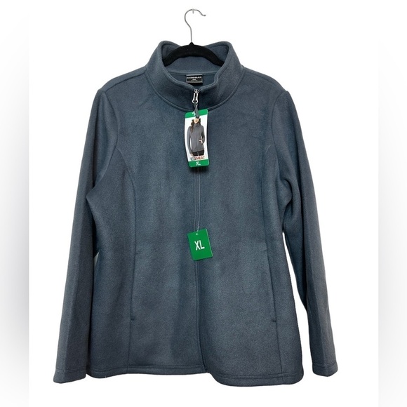 32 DEGREES Womens Fleece Blue Gray Tech Cozy Zip Jacket Blue Size XL - Picture 1 of 11